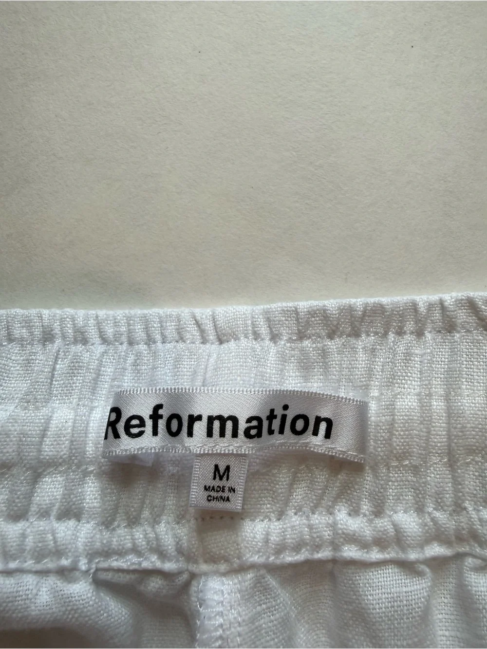 Reformation White Elastic-Waist wide leg linen pants - Picture 3 of 7